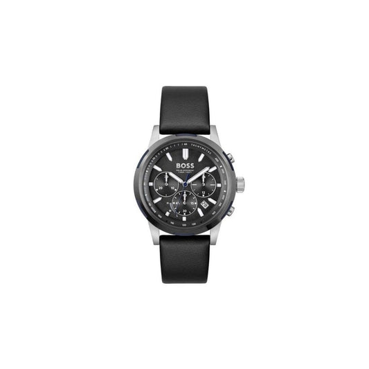 HUGO BOSS SOLGRADE GENTS BLACK LEATHER WATCH