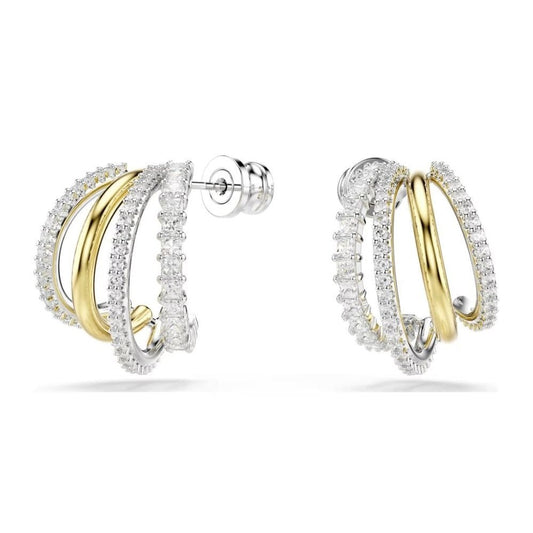 HYPERBOLA MIXED CUTS TWO TONED HOOP EARRINGS