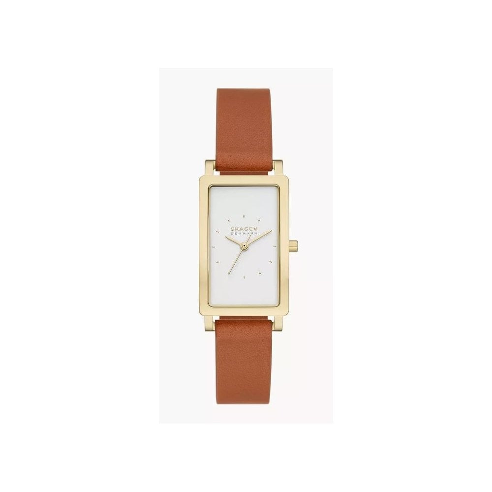 Hagen Lille, Three-Hand, Ladies Brown Leather Rectangular Watch