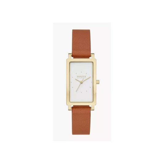 Hagen Lille, Three-Hand, Ladies Brown Leather Rectangular Watch