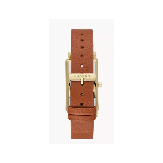 Hagen Lille, Three-Hand, Ladies Brown Leather Rectangular Watch