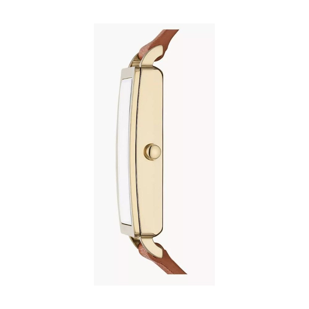 Hagen Lille, Three-Hand, Ladies Brown Leather Rectangular Watch