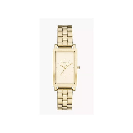Hagen Lille, Three-Hand, Ladies Gold Stainless Steel Rectangular Watch