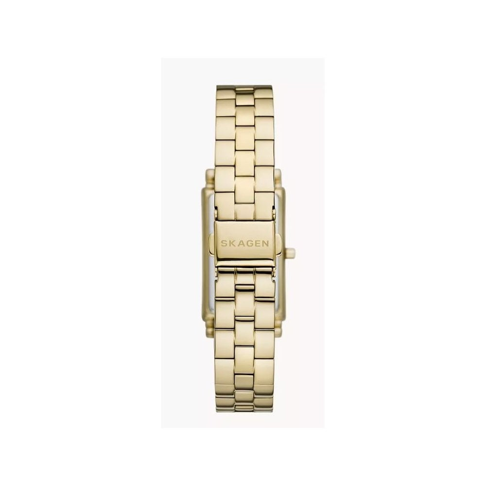 Hagen Lille, Three-Hand, Ladies Gold Stainless Steel Rectangular Watch