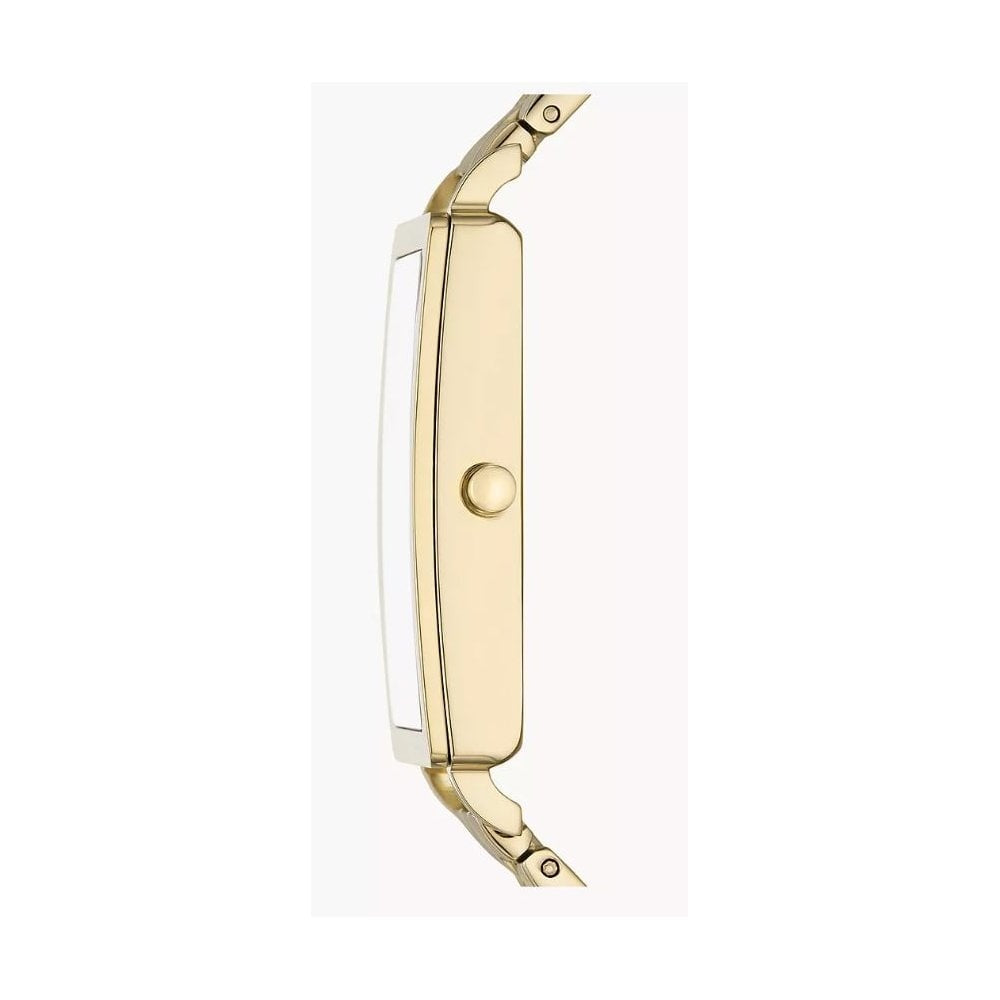 Hagen Lille, Three-Hand, Ladies Gold Stainless Steel Rectangular Watch