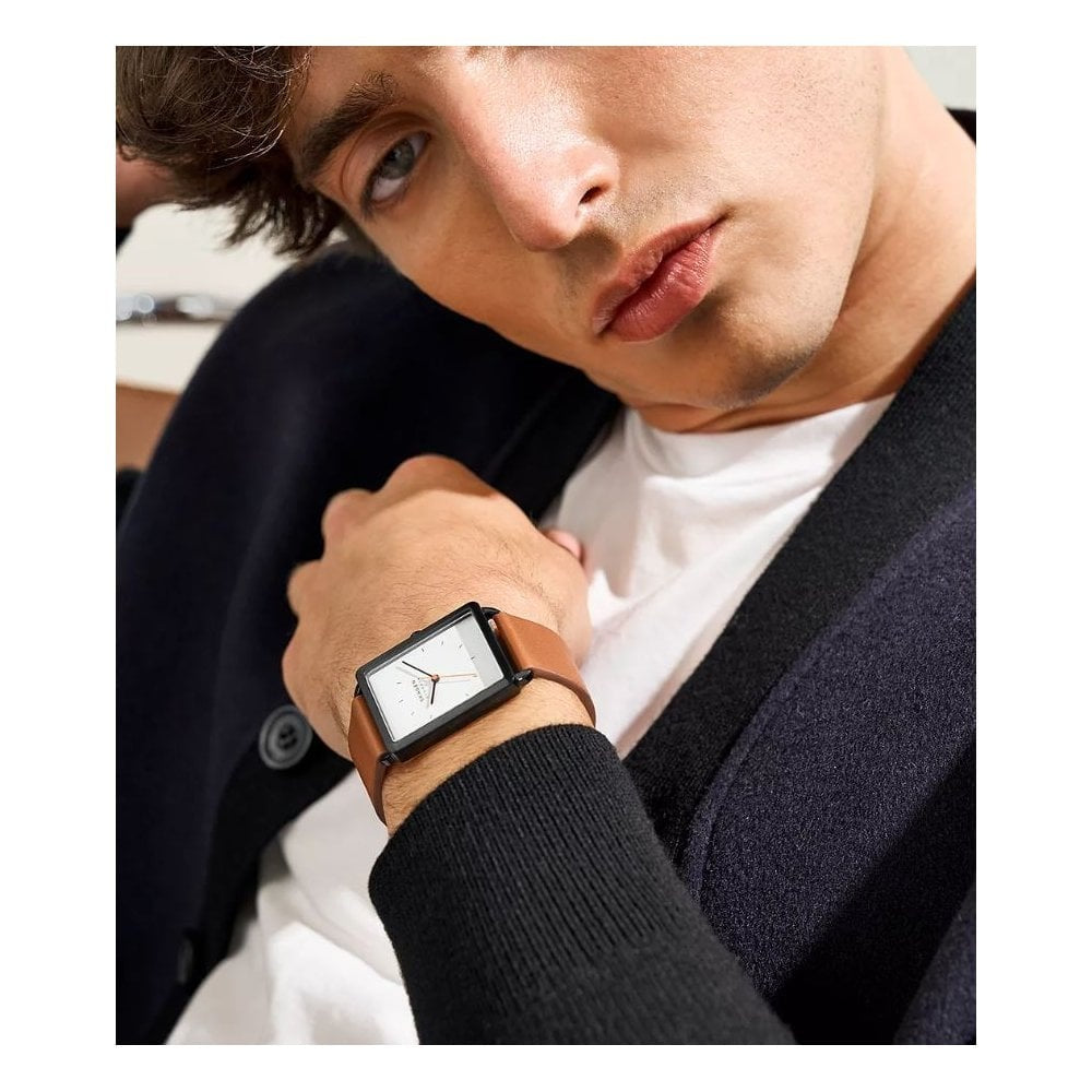 Hagen, Three-Hand Brown Leather Gents Watch