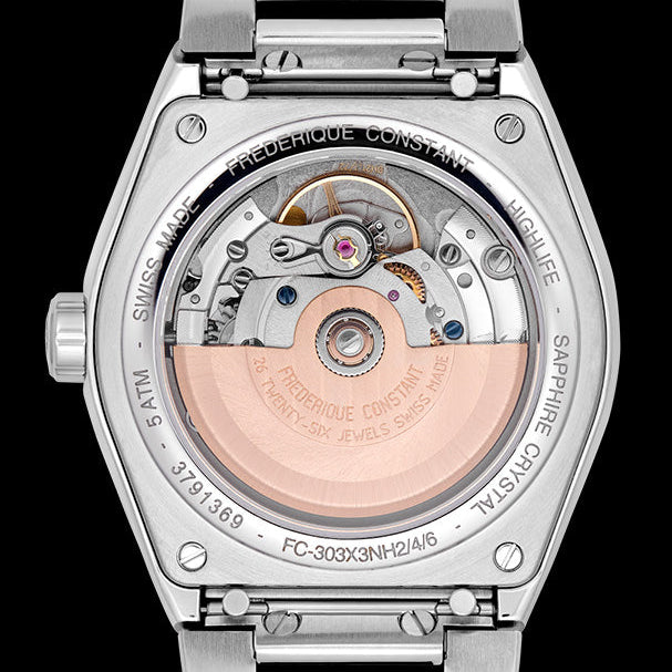 Frederique Constant Highlife Automatic COSC Gents Stainless Steel Watch with Black Interchangable Leather Strap