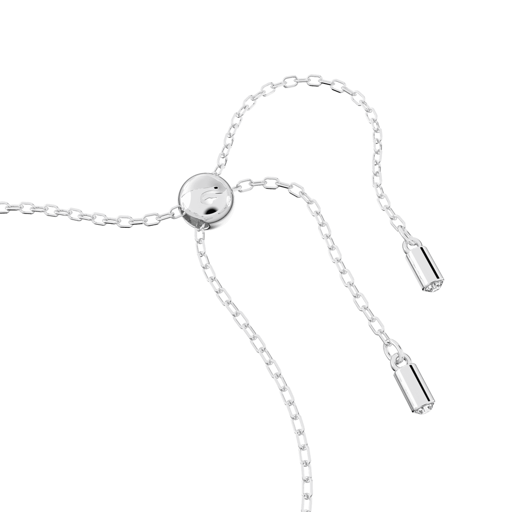 Hollow bracelet, Interlocking loop, White, Rhodium plated