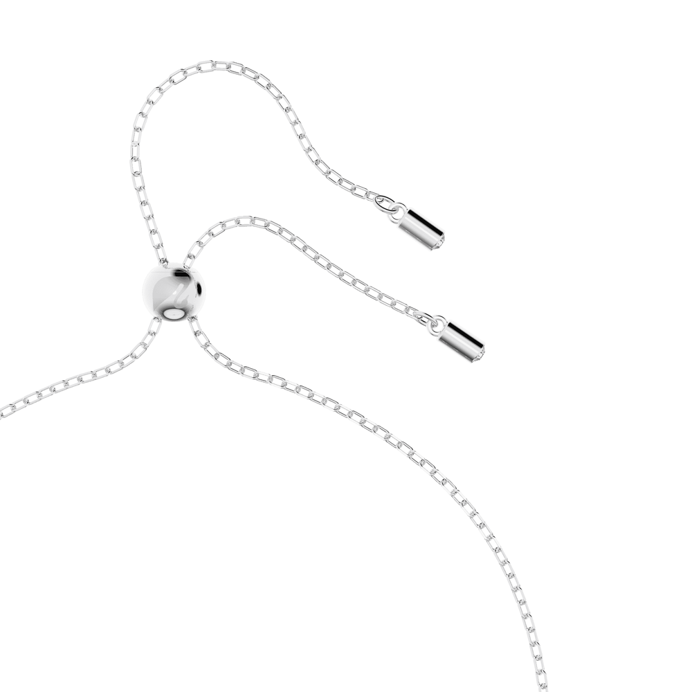 Hollow pendant, Interlocking loop, White, Rhodium plated