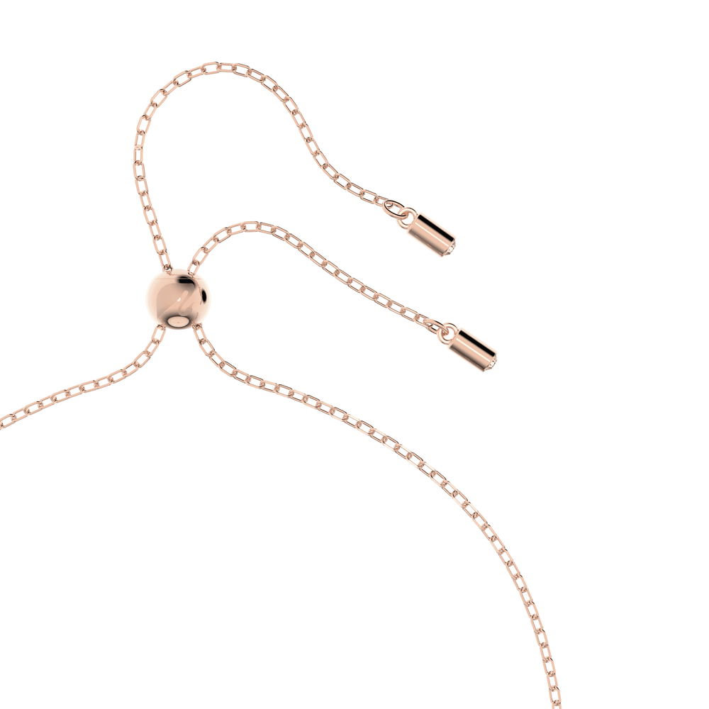 Hollow pendant, Interlocking loop, White, Rose gold-tone plated necklace