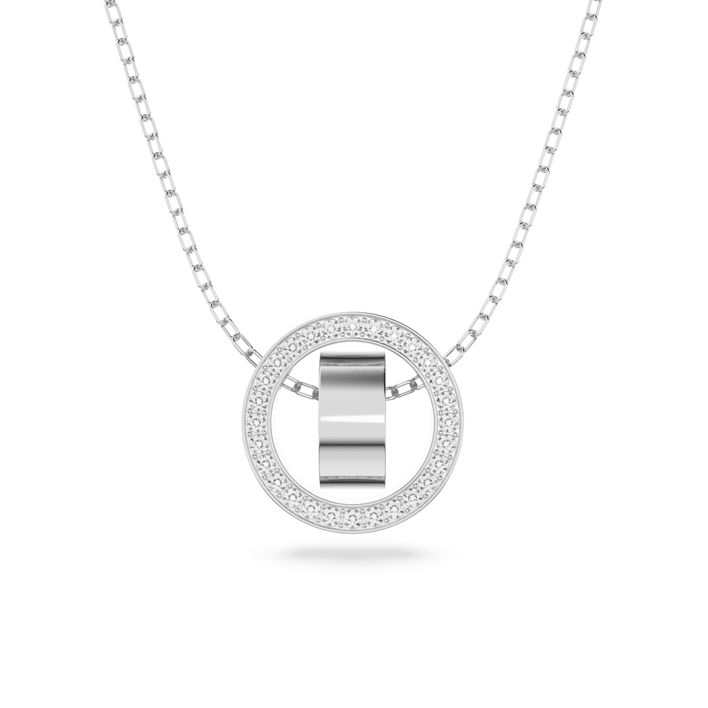 Hollow pendant, White, Rhodium plated