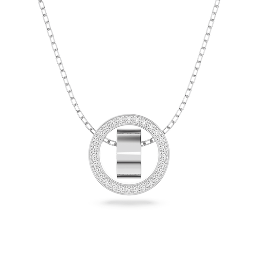 Hollow pendant, White, Rhodium plated