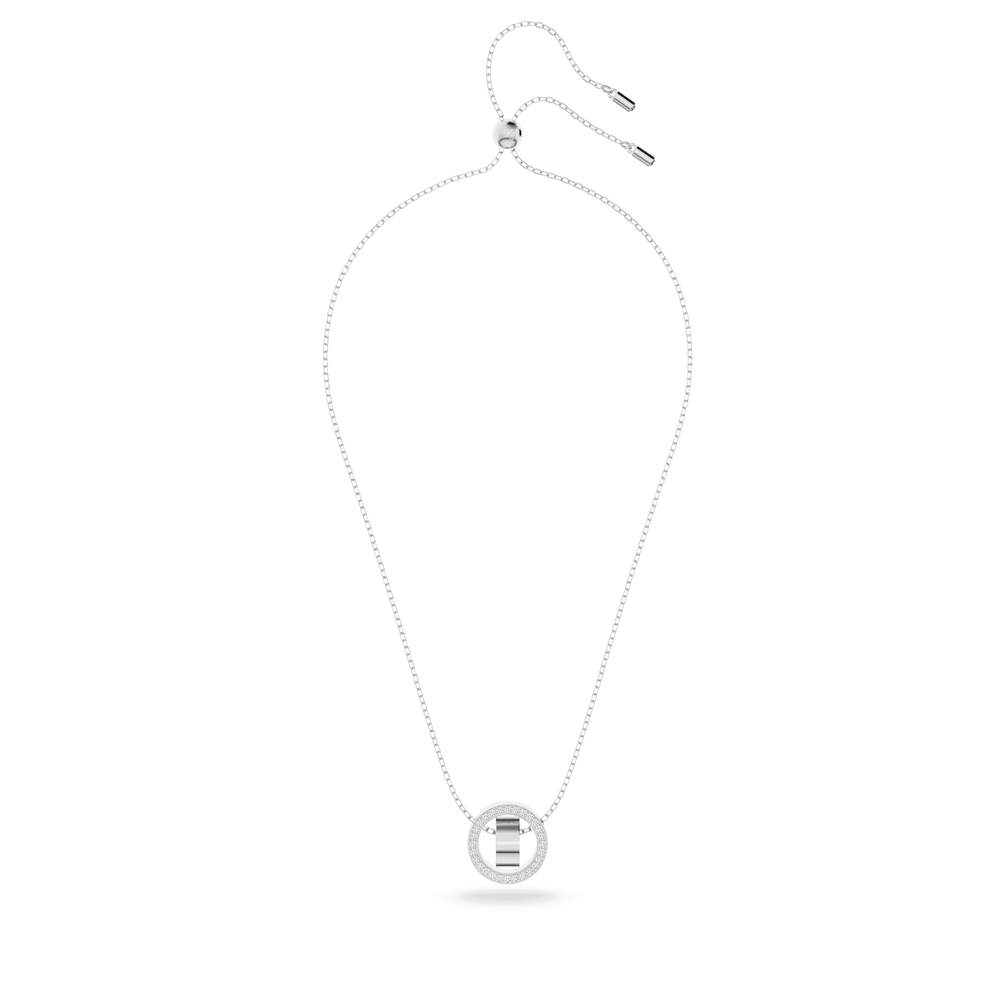 Hollow pendant, White, Rhodium plated