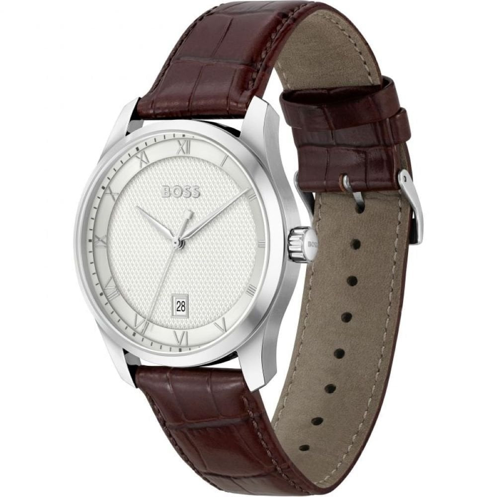 Hugo Boss Mens Principle Steel Case Leather Watch