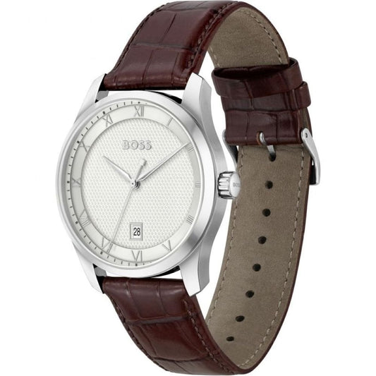 Hugo Boss Mens Principle Steel Case Leather Watch