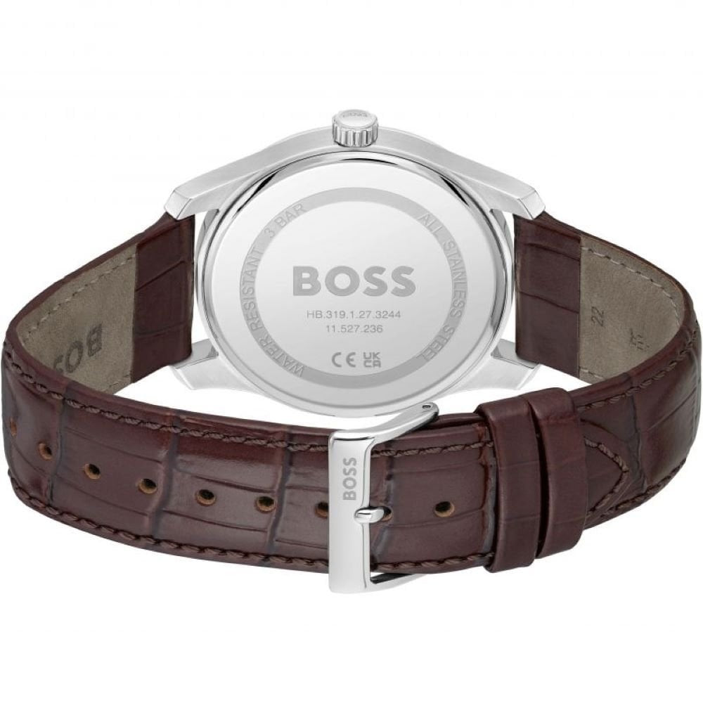 Hugo Boss Mens Principle Steel Case Leather Watch