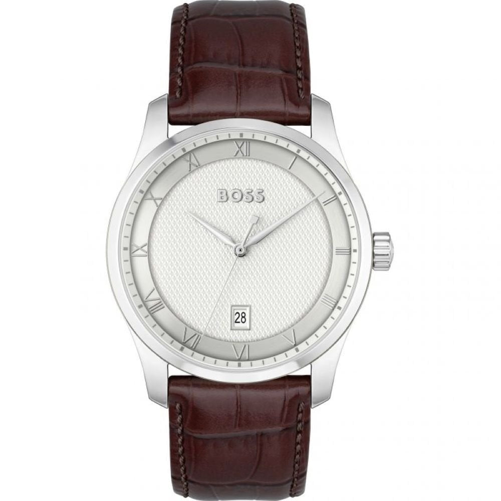Hugo Boss Mens Principle Steel Case Leather Watch