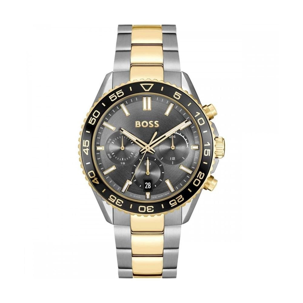 Hugo Boss Mens Runner Steel And Gold Chronograph Watch