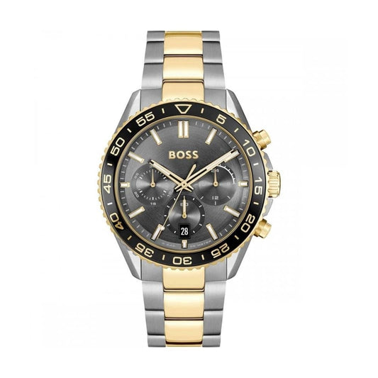 Hugo Boss Mens Runner Steel And Gold Chronograph Watch