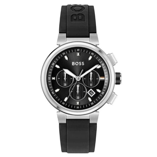 Hugo Boss Mens Steel Case Black Silicon Watch