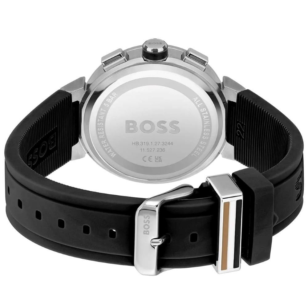 Hugo Boss Mens Steel Case Black Silicon Watch