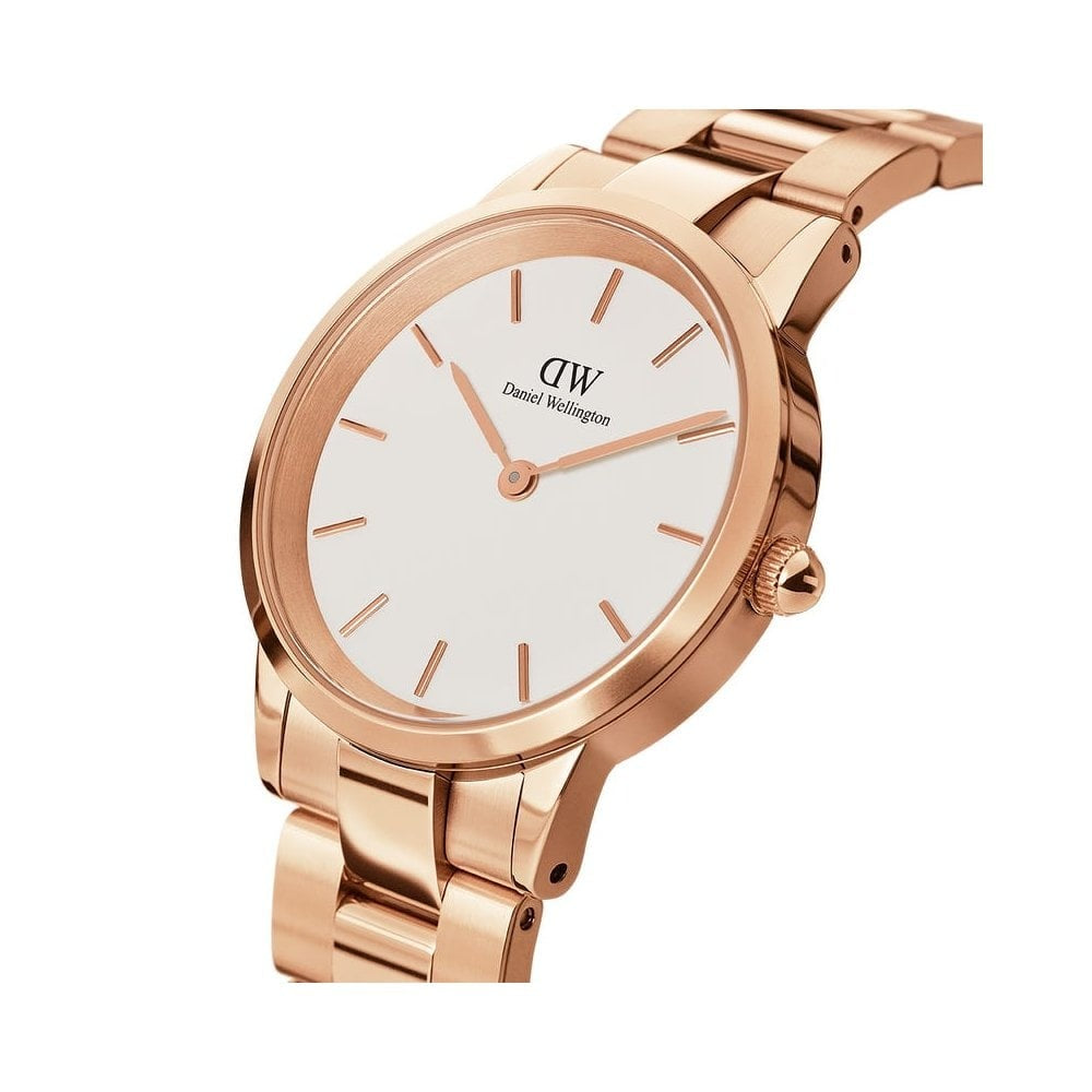 ICONIC LINK ROSE GOLD STAINLESS STEEL LINK BRACELET WATCH WITH WHITE DIAL