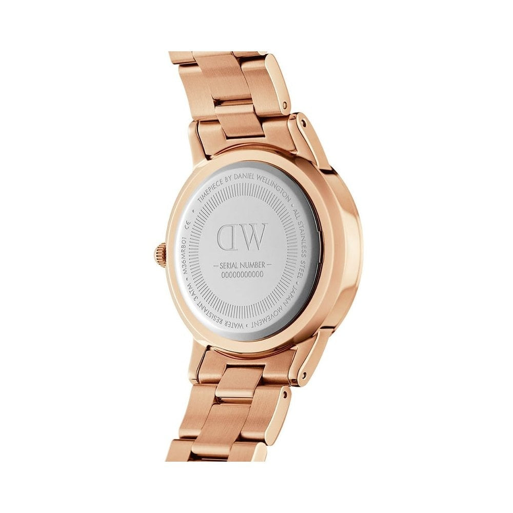 ICONIC LINK ROSE GOLD STAINLESS STEEL LINK BRACELET WATCH WITH WHITE DIAL