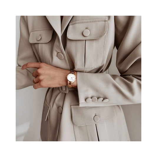 ICONIC LINK ROSE GOLD STAINLESS STEEL LINK BRACELET WHITE WITH BLACK DIAL