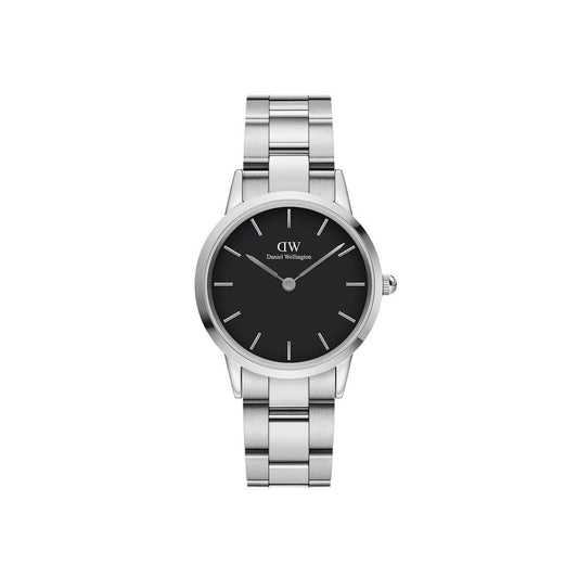 ICONIC LINK STAINLESS STEEL LINK BRACELET WATCH WITH BLACK DIAL