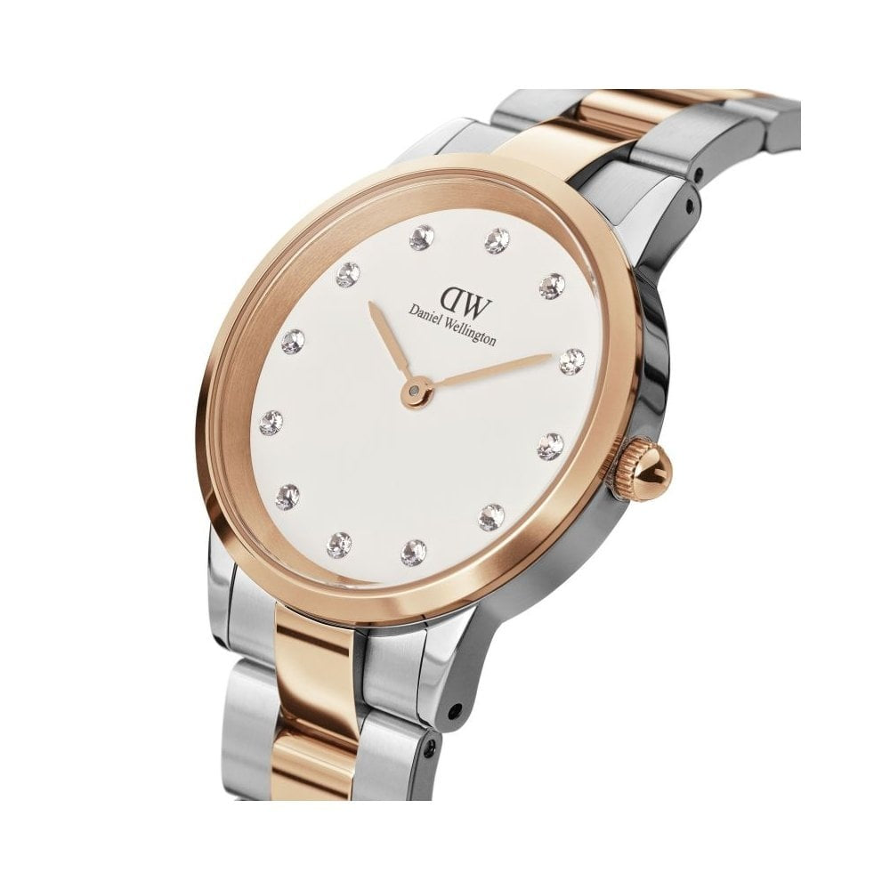 ICONIC LUMINE 2 TONE ROSE GOLD & STAINLESS STEEL BRACELET WATCH WITH ZIRCONIA ON DIAL
