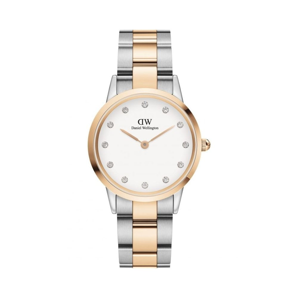 ICONIC LUMINE 2 TONE ROSE GOLD & STAINLESS STEEL BRACELET WATCH WITH ZIRCONIA ON DIAL