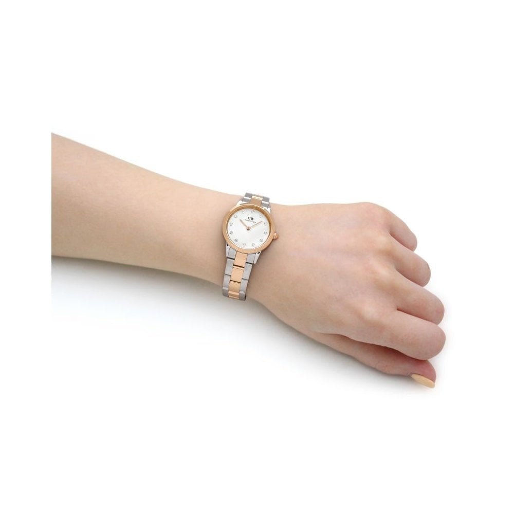 ICONIC LUMINE ROSE GOLD & STAINLESS STEEL BRACELET WATCH WITH ZIRCONIA ON DIAL