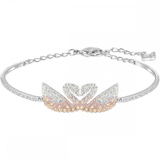 ICONIC SWAN BANGLE, MULTI-COLOURED, RHODIUM PLATED