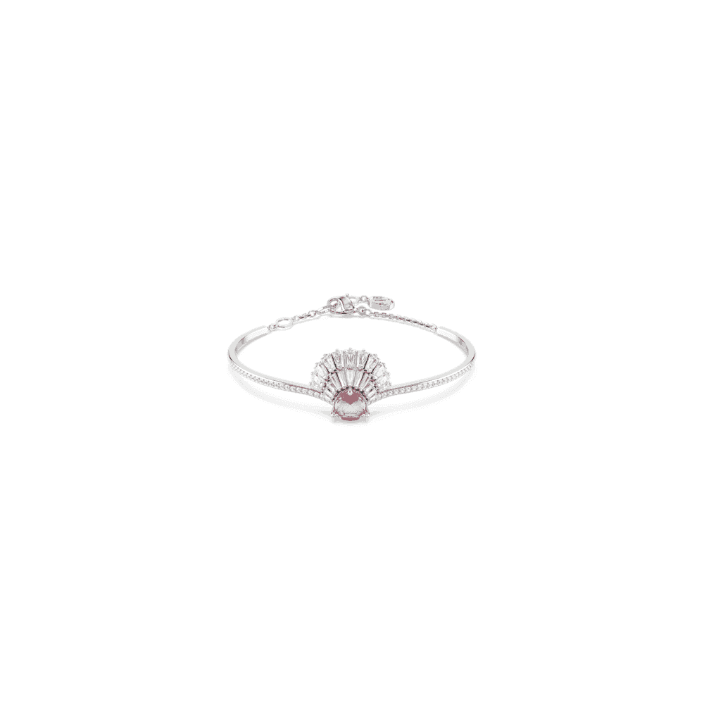 IDYLLIA RHODIUM FINISHED BANGLE WITH PINK SWAROVSKI DETAIL