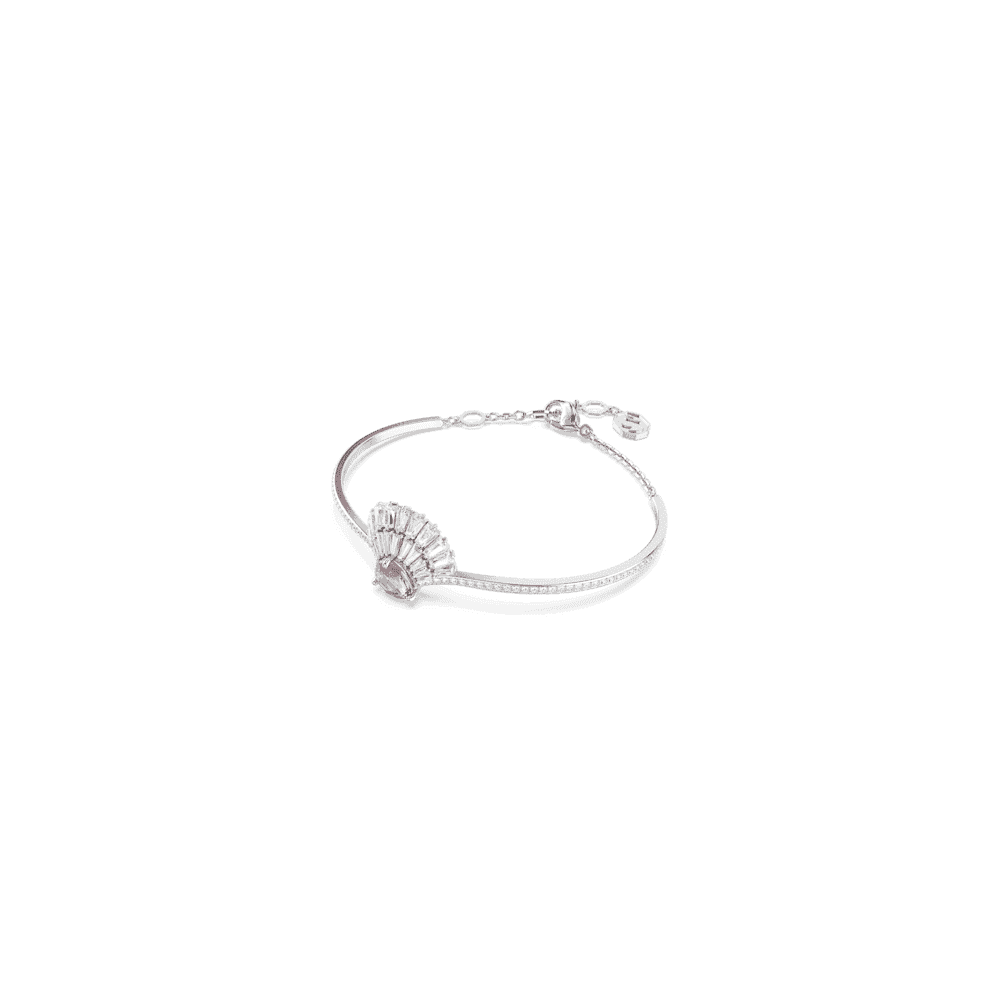 IDYLLIA RHODIUM FINISHED BANGLE WITH PINK SWAROVSKI DETAIL