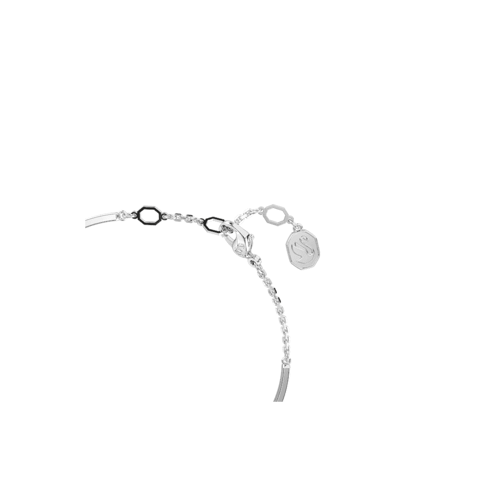 IDYLLIA RHODIUM FINISHED BANGLE WITH PINK SWAROVSKI DETAIL