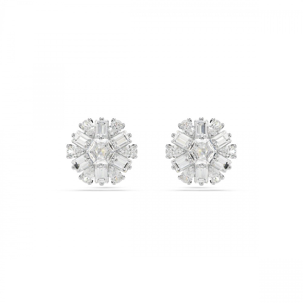 IDYLLIA SNOWFLAKE RHODIUM FINISHED STUD EARRINGS
