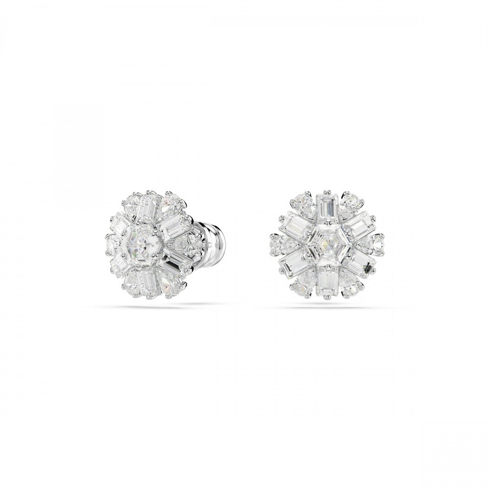 IDYLLIA SNOWFLAKE RHODIUM FINISHED STUD EARRINGS