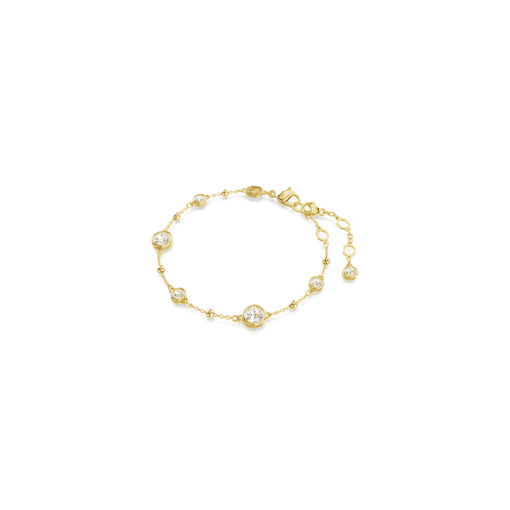 IMBER GOLD BRACELET WITH ROUND RUBOVER SET CRYSTALS
