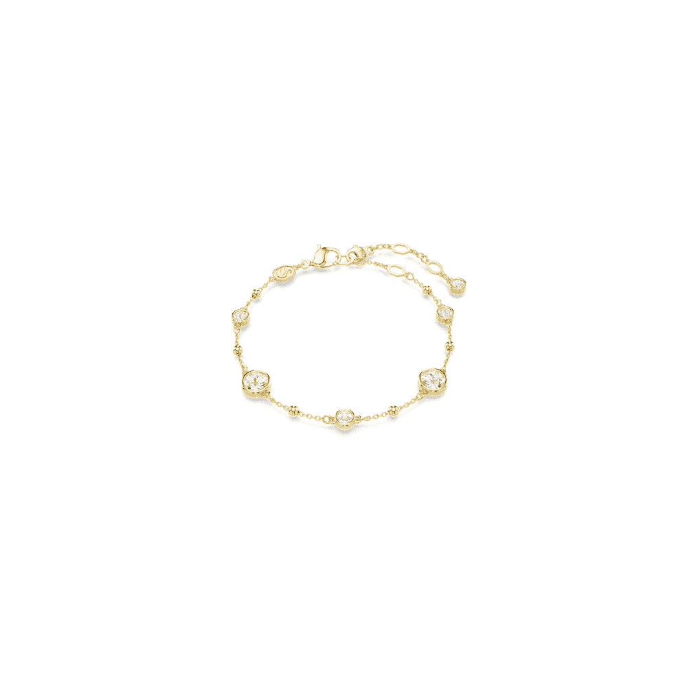 IMBER GOLD BRACELET WITH ROUND RUBOVER SET CRYSTALS