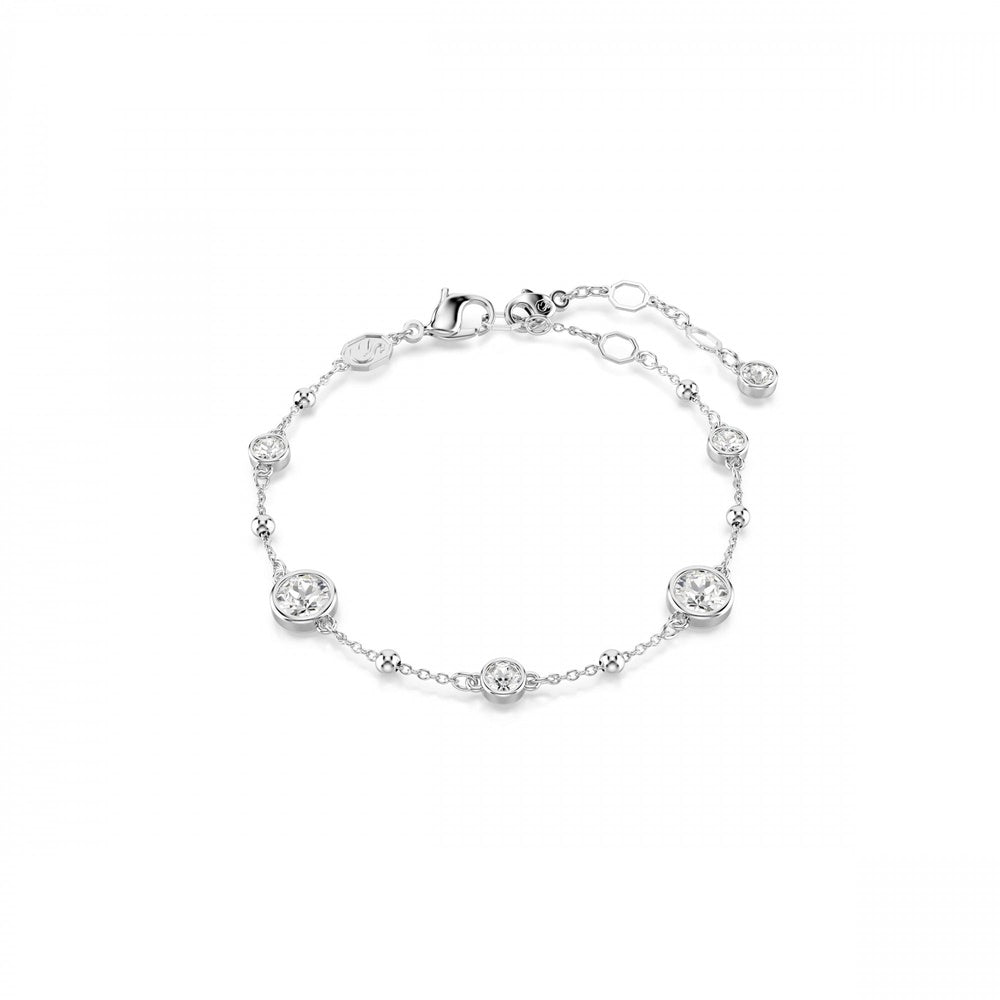 IMBER RHODIUM FINISHED BRACELET WITH ROUND RUBOVER SET CRYSTALS
