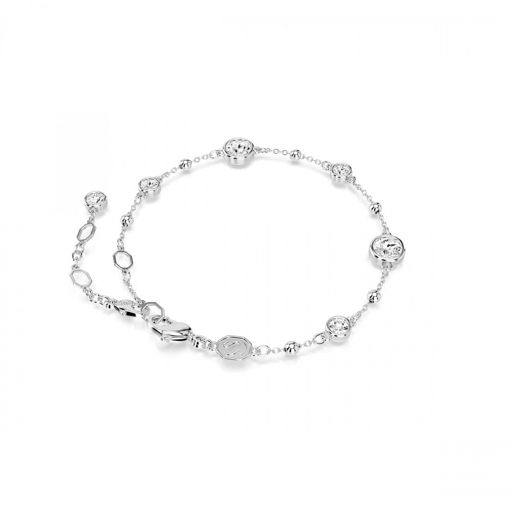 IMBER RHODIUM FINISHED BRACELET WITH ROUND RUBOVER SET CRYSTALS