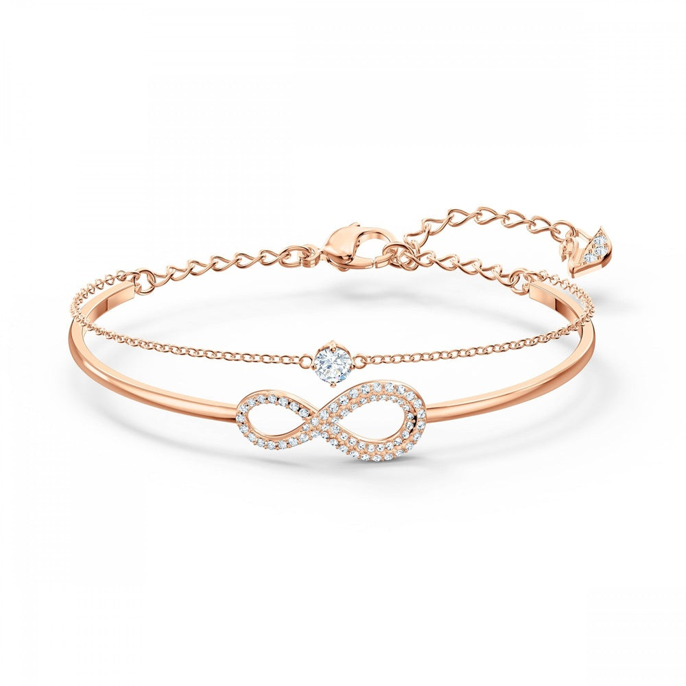 INFINITY BANGLE, WHITE SWAROVSKI CRYSYAL, ROSE-GOLD TONE PLATED