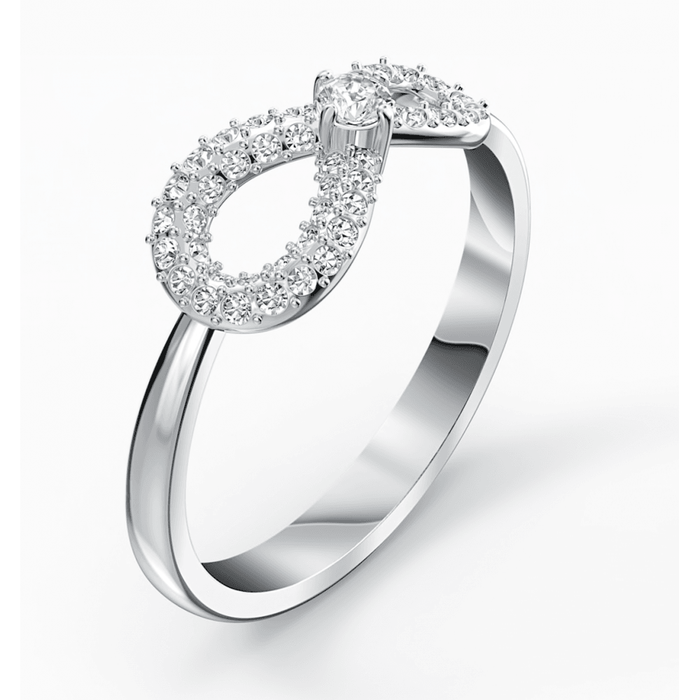 INFINITY RING, WHITE SWAROVSKI CRYSTALS, RHODIUM PLATED