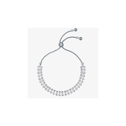 ISABELA Silver Tone Plated Crystal Baguette Toggle Bracelet
