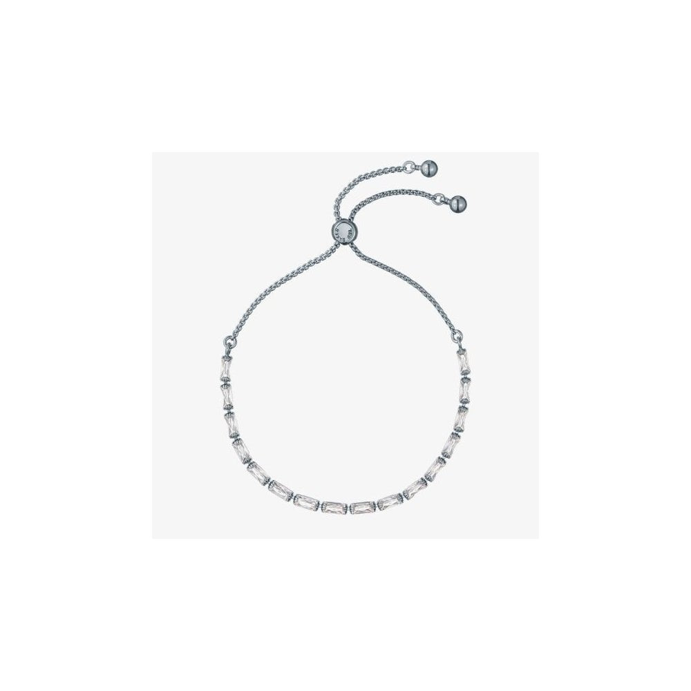 ISELA Silver Tone Plated Crystal Baguette Toggle Bracelet