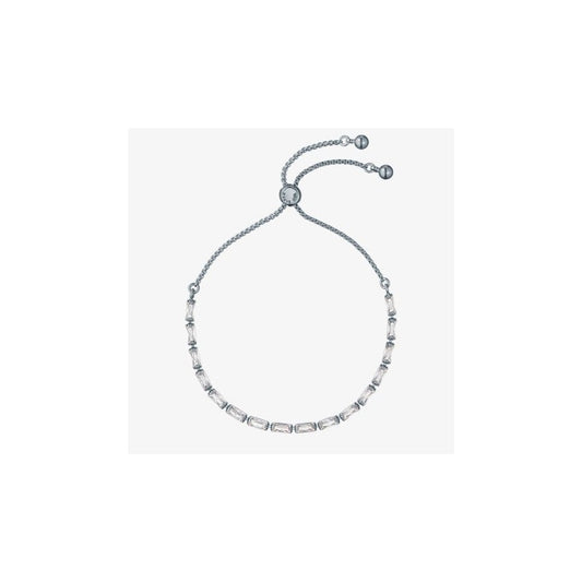 ISELA Silver Tone Plated Crystal Baguette Toggle Bracelet