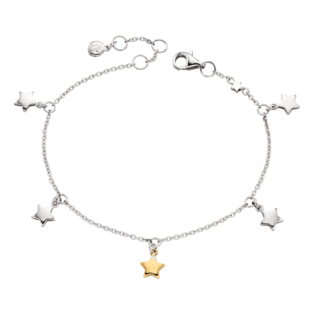 IVY MULTISTAR STERLING SILVER CHARM BRACELET WITH GOLD STAR