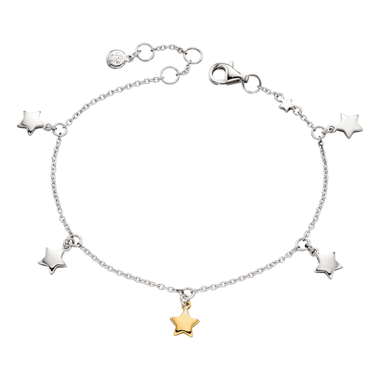 IVY MULTISTAR STERLING SILVER CHARM BRACELET WITH GOLD STAR