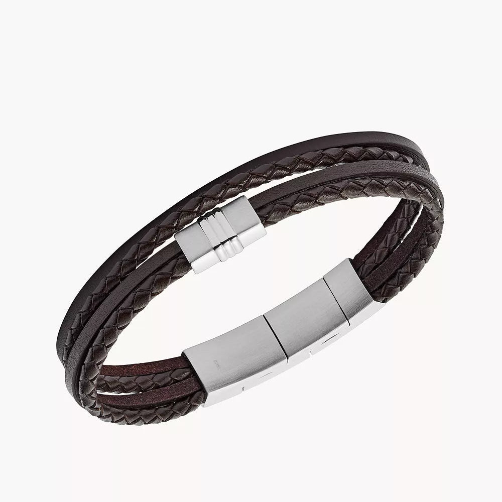 Fossil bracelet Brown Multi-Strand Braided Leather